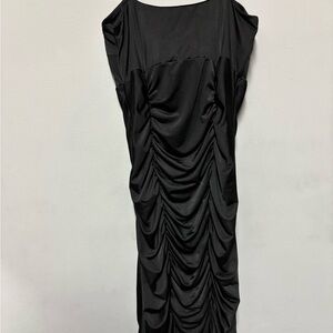 Poetry Black Ruched One Shoulder Cocktail Dress